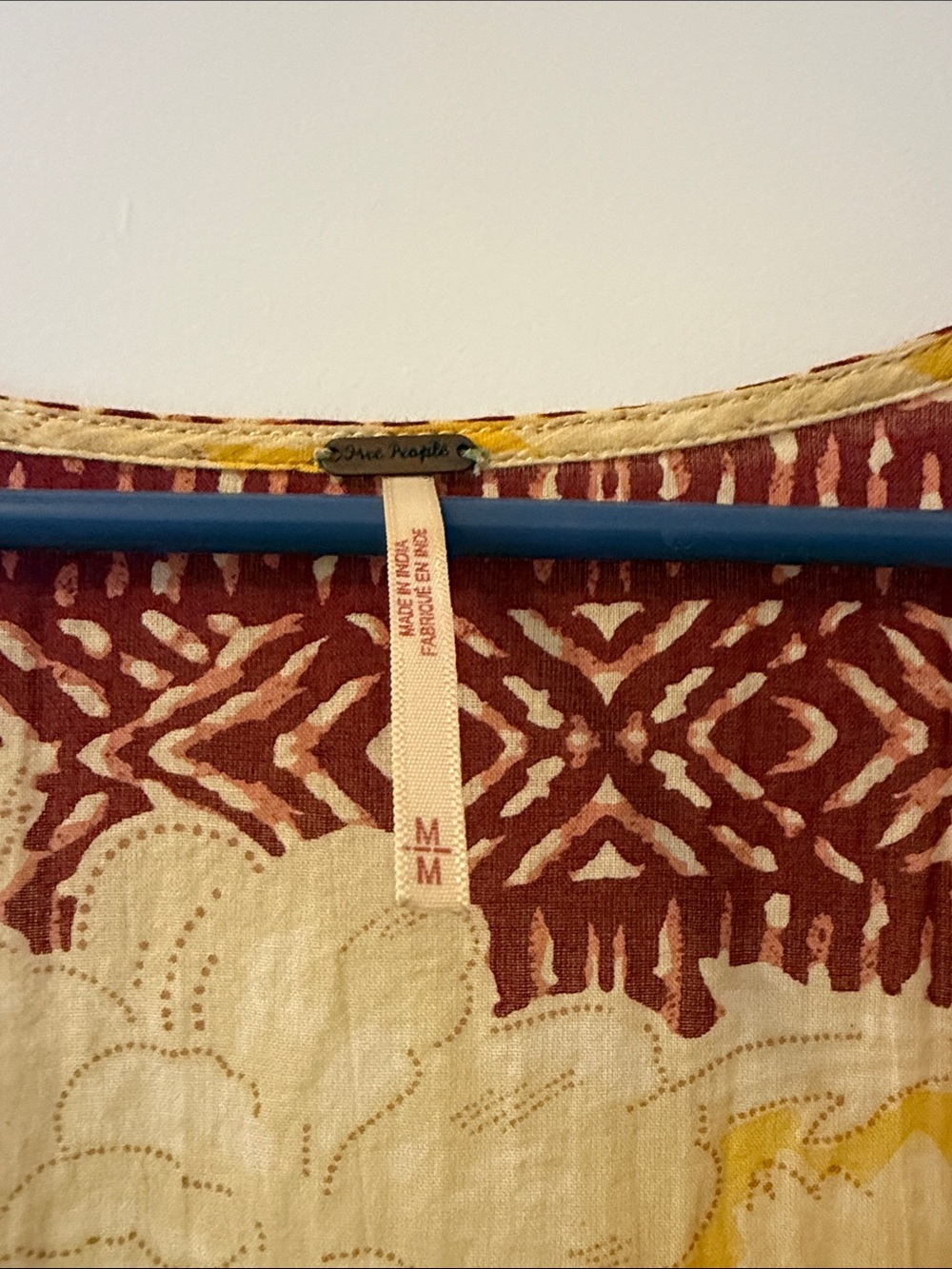 Free People Tiered Boho V-Neck Tunic in Yellow, Green & Maroon - Picture 2 of 3